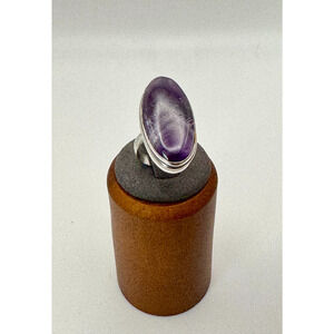 Amethyst Stone Estate Ring .925 Stone Sz 69.47 Grams - 1 1/4"
